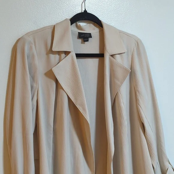 J. Jill Beige Wearever Draped Open Front Light Weight Trench Jacket Small - Picture 3 of 8